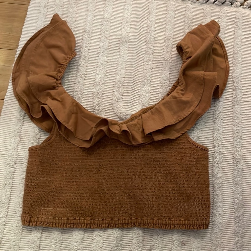 *NWT* Anthropologie Maeve Ruffled Smocked Crop Top